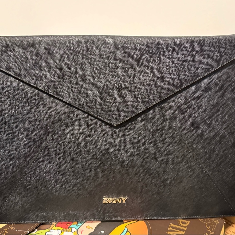 DKNY Black Leather Envelope hand bag Clutch